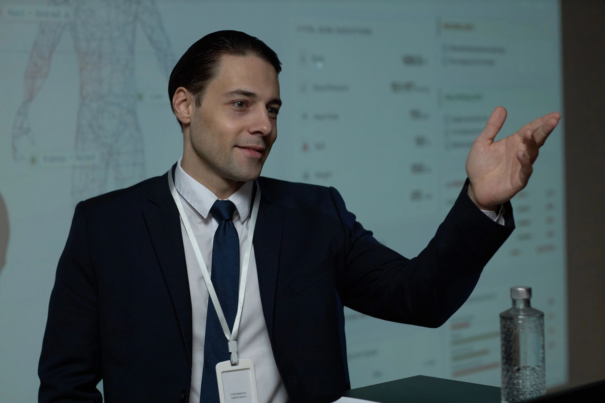 Professional presenting interview feedback and hiring process insights